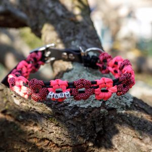 Collier à fleurs pour moyen et grand chien perles céramique